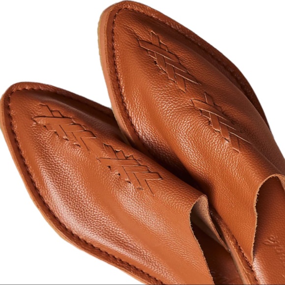 Free People Nova 6 Tan Soft Leather Slip-On Braided Backless Mules Clogs New - Picture 3 of 8